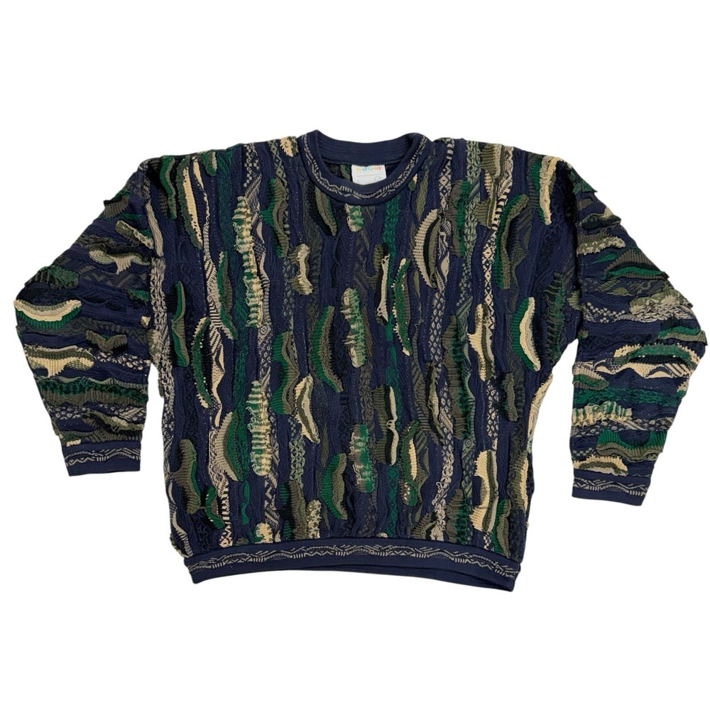 Vintage 90s COOGI Men's Large 3D 100% Mercerised Cotton Knit Sweater Biggy Cosby
